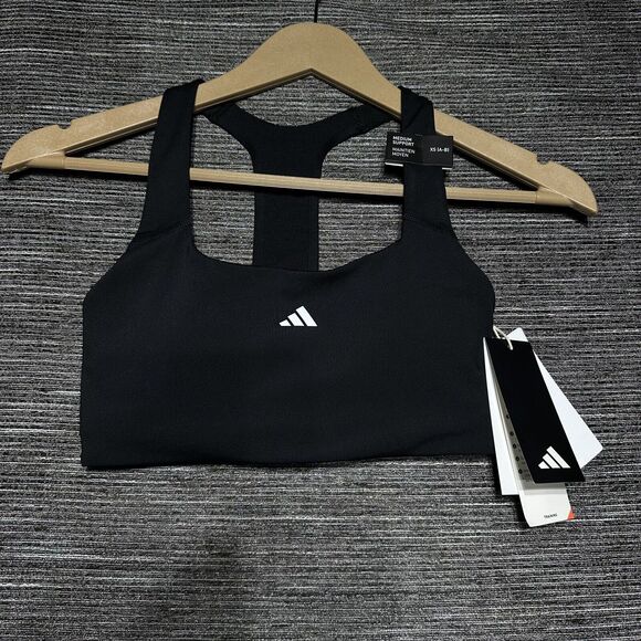 adidas Women's Powerimpact Training Medium-Support Bra, Black/White, Size XS - Picture 1 of 13